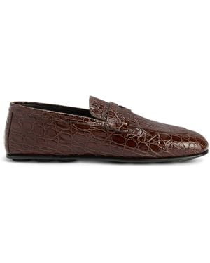 Giuseppe Zanotti Cristophe Crocodile-Embossed Loafers - Brown