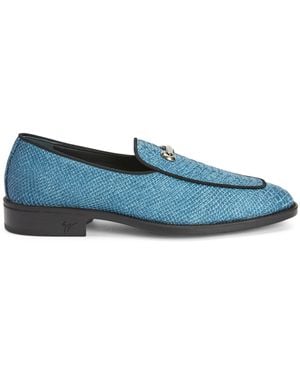 Giuseppe Zanotti Mocassini Con Effetto Pelle Di Serpente - Blu