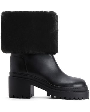 Giuseppe Zanotti Leather Ankle Boots With Shearling Cuff - Black
