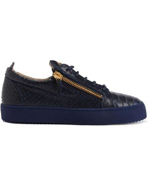 Giuseppe Zanotti Frankie Reptile-Print Trainers - Blue