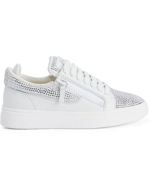Giuseppe Zanotti Gz94 Rhinestone-Embellished Leather Sneakers - White
