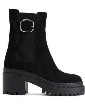 Giuseppe Zanotti Platform Suede Chelsea Boots - Black