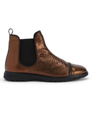 Giuseppe Zanotti Embossed-Crocodile Leather Ankle Boots - Brown