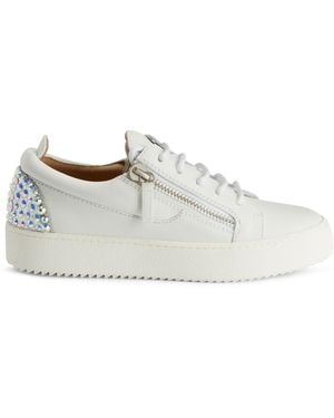 Giuseppe Zanotti Gail Rhinestone-Embellished Leather Trainers - White