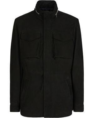 Giuseppe Zanotti Sylhas Suede Hooded Jacket - Black