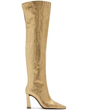 Giuseppe Zanotti 90Mm Janiee Crocodile-Print Boots - Metallic