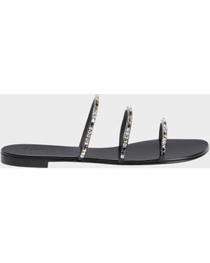 Giuseppe Zanotti Dark Colourful Flat Sandal - White
