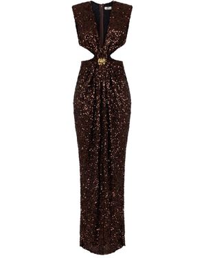 Elisabetta Franchi Abito red carpet con paillettes - Viola