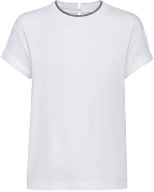 Brunello Cucinelli T-shirt con orlo a contrasto - Bianco