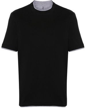 Brunello Cucinelli T-Shirt Con Design A Strati - Nero
