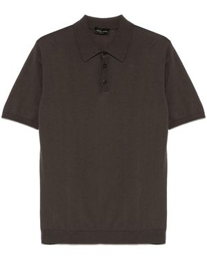 Roberto Collina Polo marrone in maglia - Nero