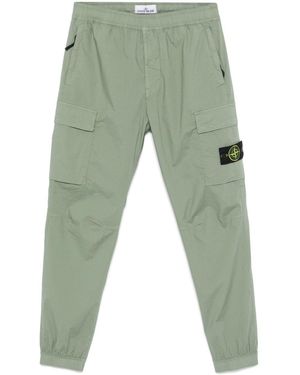 Stone Island Pantaloni Con Applicazione Compass - Verde