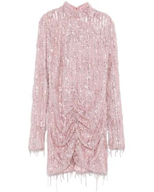 ROTATE BIRGER CHRISTENSEN Abito corto con paillettes e frange - Rosa