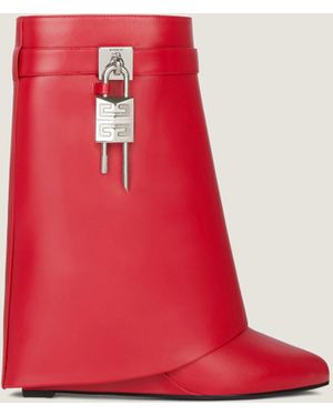 Givenchy Shark Lock Ankle Boots In Leather - Red