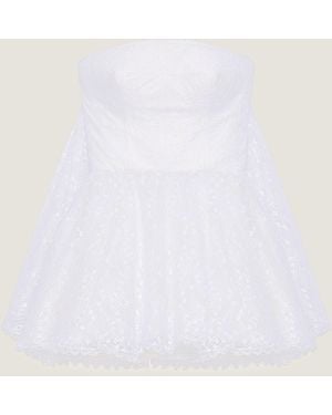 Givenchy Lace Strapless Mini Cape Dress - White
