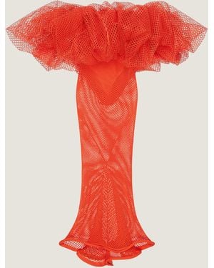Givenchy Long Ruffled Dress - Red