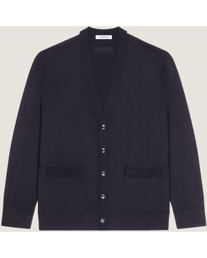 Givenchy Cardigan In Wool With Gros Grain Details - Blue