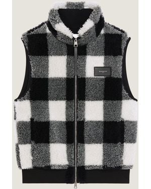 Givenchy Checked Sleeveless Fleece Jacket - Black