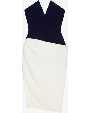 Givenchy Bi-material Bustier Asymmetric Dress - Blue