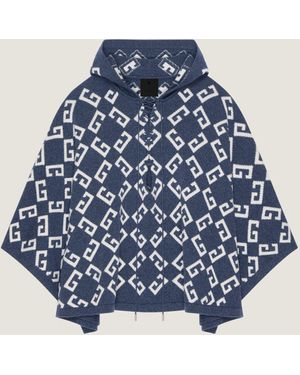 Givenchy Poncho In Monogram 72 Jacquard With Laces - Blue