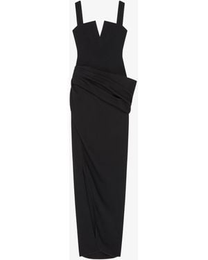 Givenchy Draped Evening Slit Dress - Black