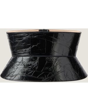 Givenchy Corset Belt In Leather With Tape Print - Black