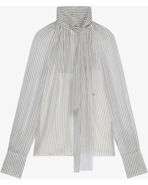 Givenchy Blusa a pois in chiffon di seta con collo lavallière - Bianco