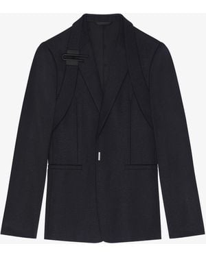Givenchy Giacca slim in lana e lurex con armatura U-Lock - Blu