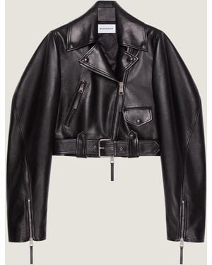 Givenchy Leather Cropped Cocoon Jacket - Black