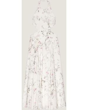 Givenchy Slashed Long Dress With Floral Print - Natural