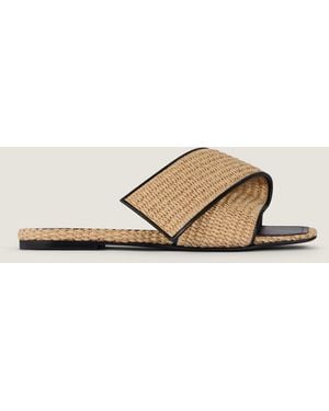 Givenchy Sliced Square Raffia-Effect Flat Mules - Natural