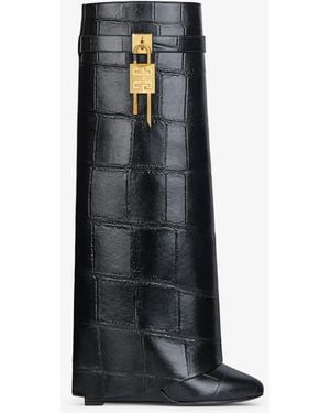 Givenchy Crocodile-Embossed Shark Lock Boots - Black