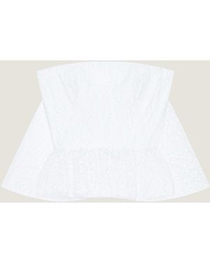 Givenchy Strapless Embroidered Ruffled Top - White