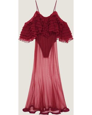 Givenchy Long Ruffled Dress - Red
