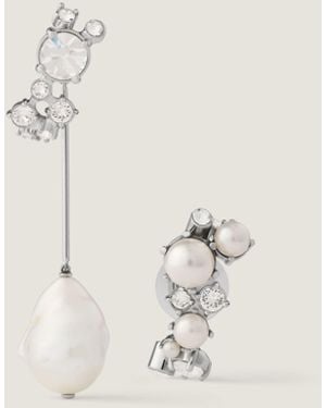 Givenchy Crystal Pearl Asymmetric Earrings - Natural