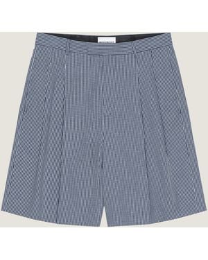Givenchy Double Pleat Checked Bermuda Shorts - Blue