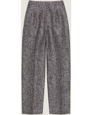 Givenchy Pantaloni a doppia piega in lana con motivo chevron - Grigio