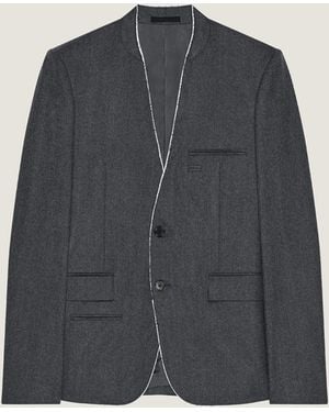 Givenchy Giacca aderente monopetto senza collo in flanella - Blu