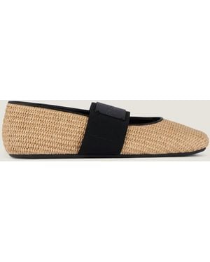 Givenchy Sliced Square Raffia-Effect Ballerinas - Natural