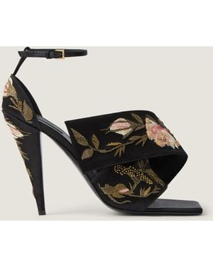 Givenchy Sliced Square Heeled Sandals With Floral Embroideries - Multicolour