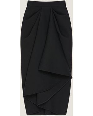 Givenchy Gonna midi drappeggiata in lana - Nero