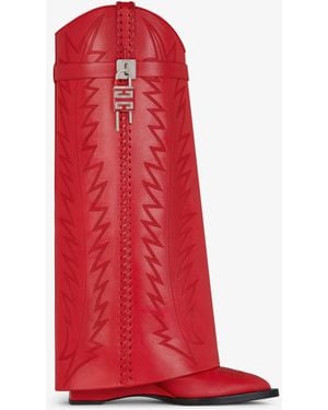Givenchy Stivali Shark Lock Cowboy in pelle con motivo Western - Rosso