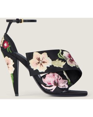Givenchy Sliced Square Heeled Sandals With Floral Embroideries - Multicolor
