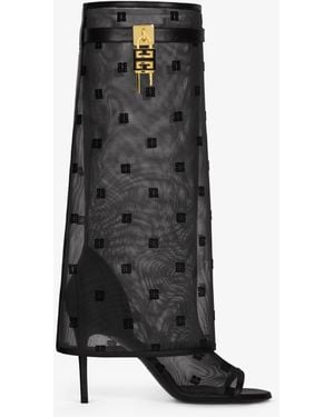 Givenchy Shark Lock Stiletto Sandal Boots - Black