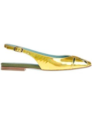 Paola D'arcano Mirrored Leather Slingback Ballerinas - Yellow