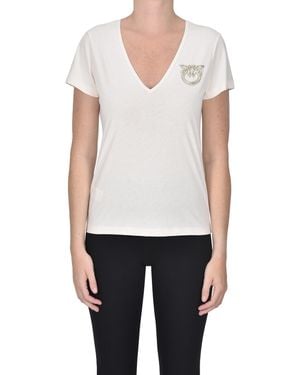 Pinko T-shirt con logo gioiello - Bianco