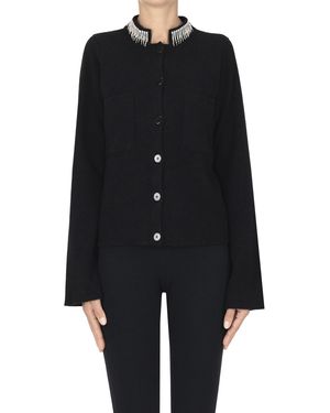 Pinoro Jewel Neckline Cardigan - Black