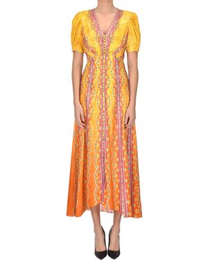 Saloni Lea Long Dress - Orange
