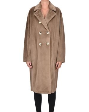 Betta Corradi Cappotto doppiopetto in eco-pelliccia - Neutro