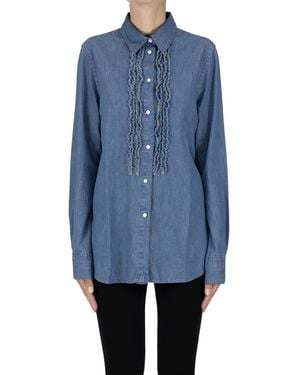 Aspesi Ruched Denim Shirt - Blue